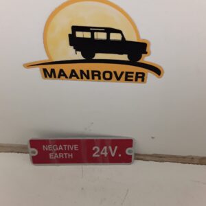598701  Warning Plate Negative Earth 24 Volt Military Vehicles